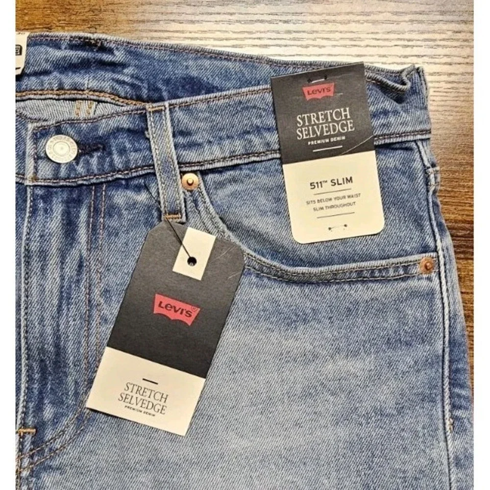 Levi's Premium 511 Slim Fit Men's‎ Stretch Selvedge Jeans 31x30 Big E Denim NWT